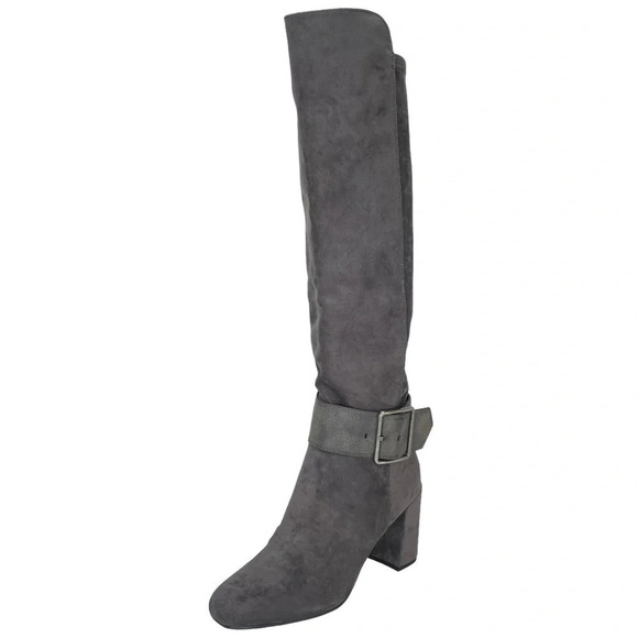 White Mountain Shoes - White Mountain Katrina Grey Microsuede Fabric Knee High Womens Boots Size 10M
